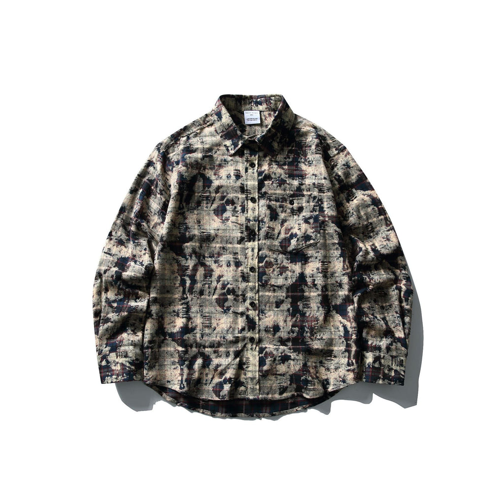 Camouflage Tie-Dye Loose Casual Long Sleeve Shirt for Men