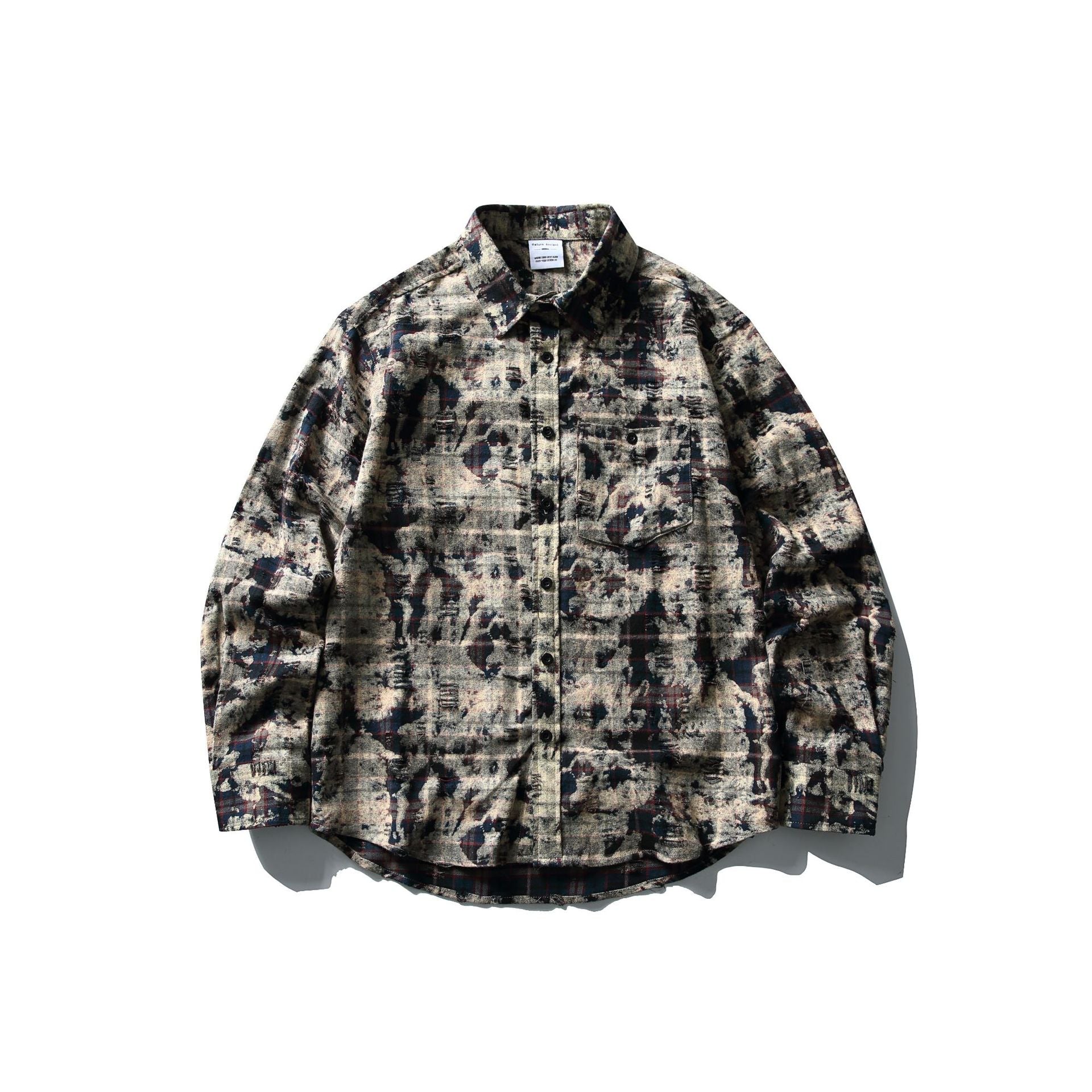 Camouflage Tie-Dye Loose Casual Long Sleeve Shirt for Men