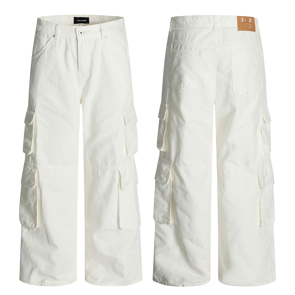 Work Pants for Men and Women Pure Cotton Vintage Straight Leg Casual Wide-Leg Long Pants