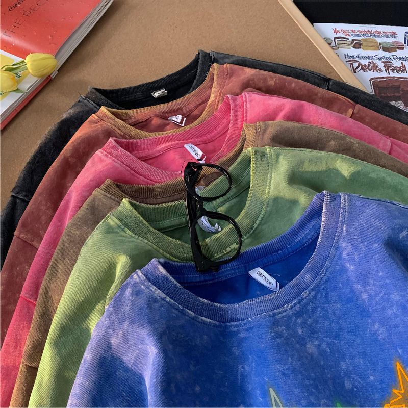 Drop Shipping Graffiti Star Short Sleeve T-Shirt for Men and WomenMillennium StyleCasual Couple Tee Trendy Brand
