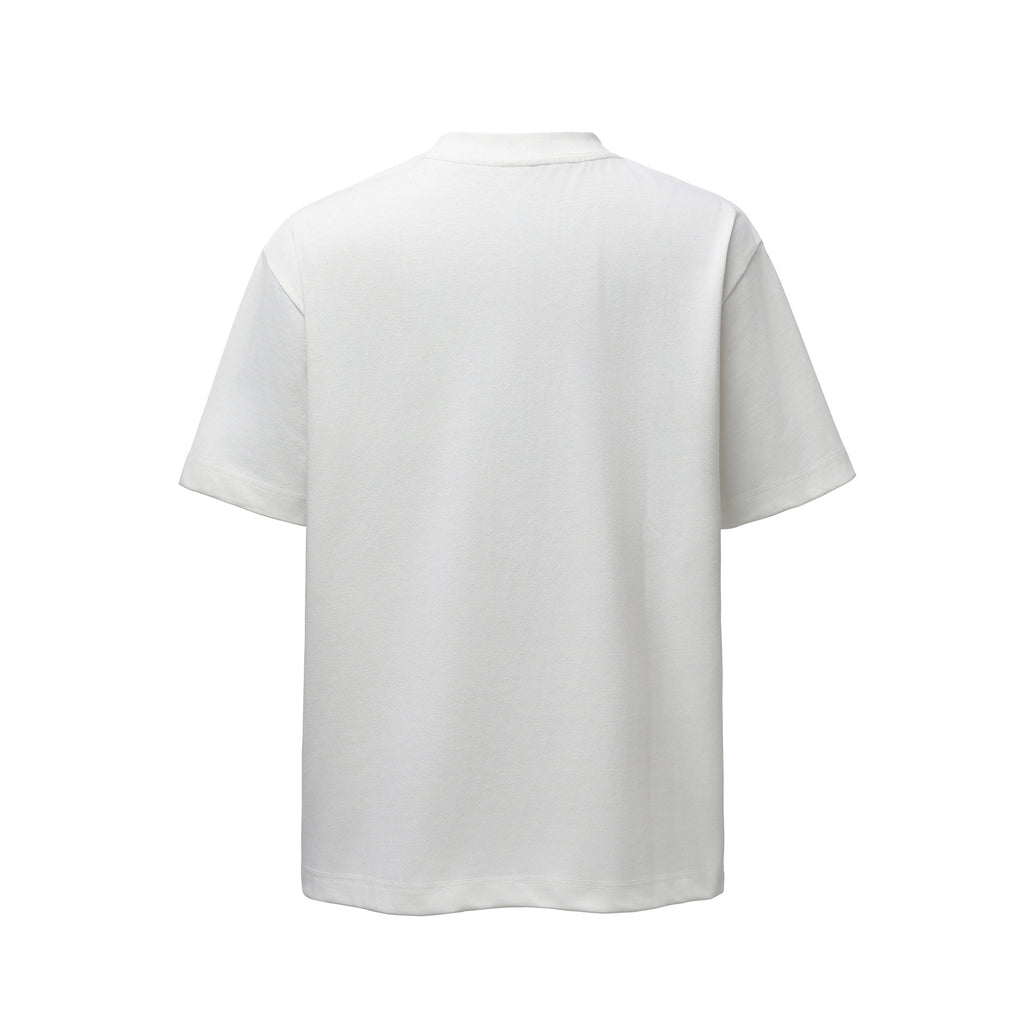 Embroidered printed T-shirt with loose five quarter sleeves