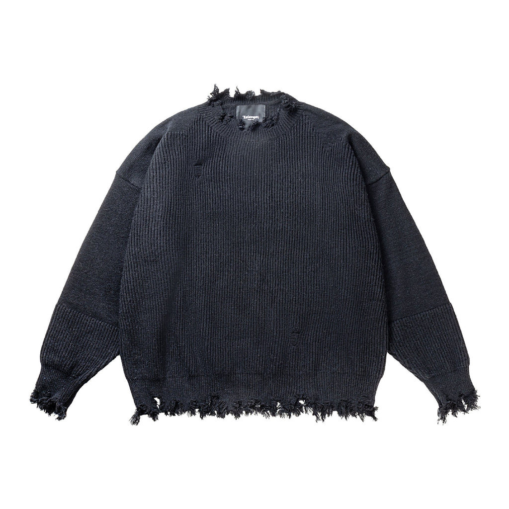 Perforated round neck knitted sweater for men and women