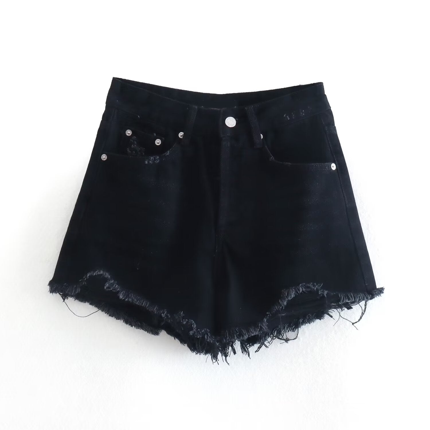 Casual versatile multi-color high waisted ripped shorts