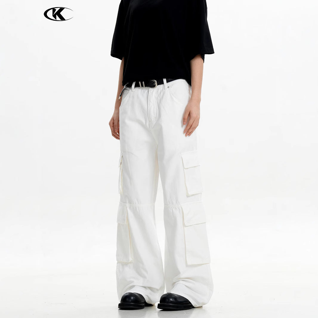 Work Pants for Men and Women Pure Cotton Vintage Straight Leg Casual Wide-Leg Long Pants