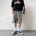 Summer washed distressed denim shorts for men