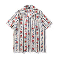 Style Retro Floral Full Print Short Sleeve Shirt for Men and Women, Loose Casual Lazy Couple Blouse Jacket