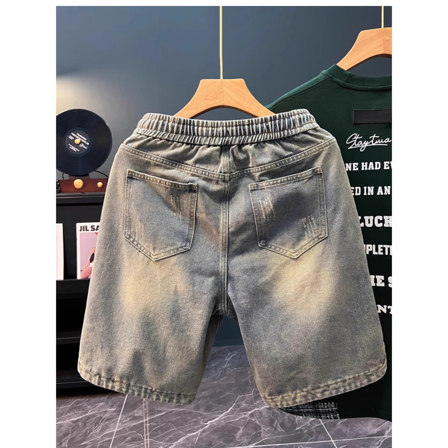 Casual Vintage Ripped Denim Shorts for Men