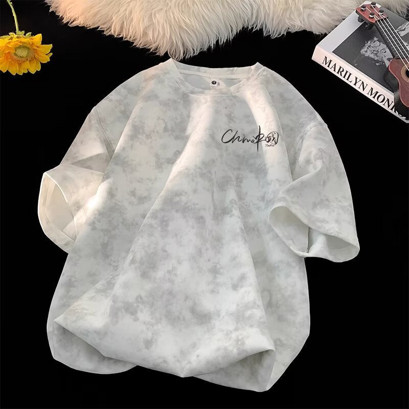 Streetwear Retro Tie-Dye Short Sleeve T-Shirt for Men