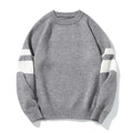 Color-block Jacquard Round Neck Pullover Sweater Men Japanese Loose Retro Knitwear