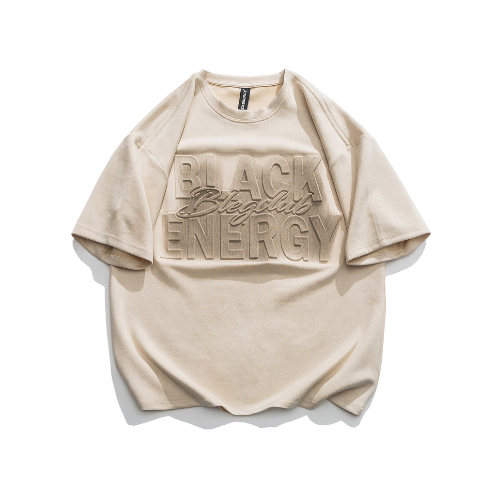 Steel printed letter suede short sleeved T-shirt for men and women
