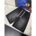 Vintage Pleated Denim Shorts Men Washed Vibe Pants