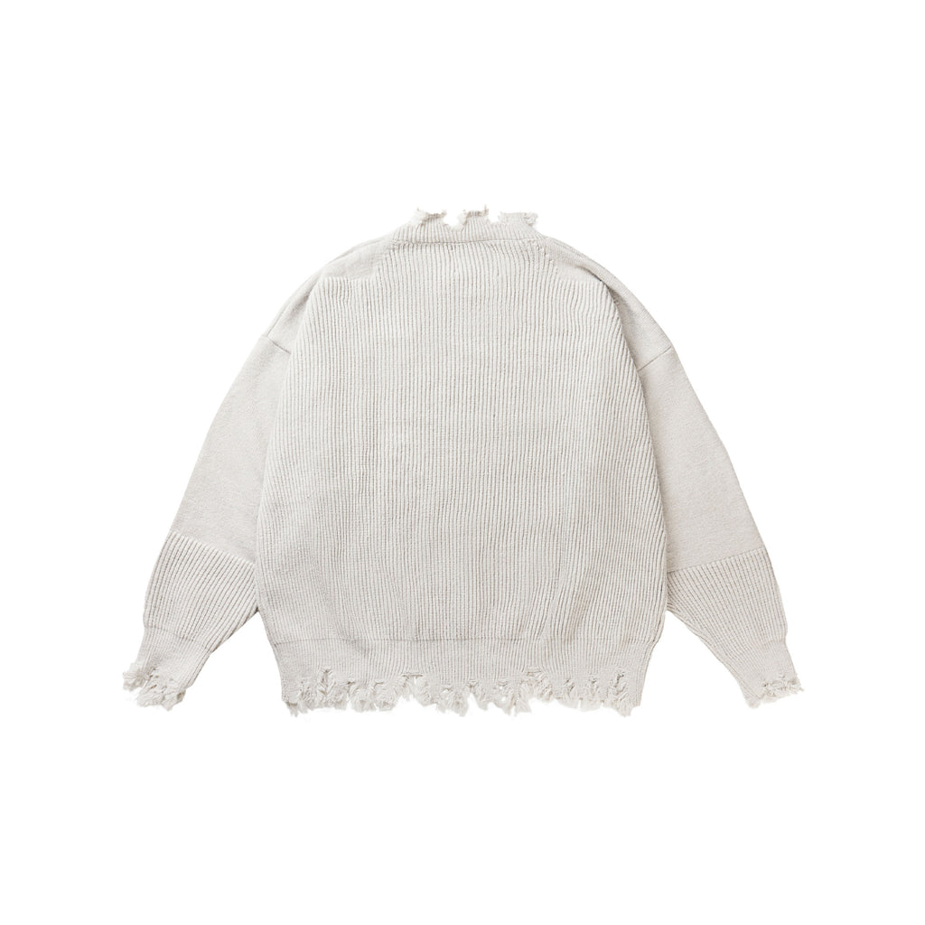 Perforated round neck knitted sweater for men and women