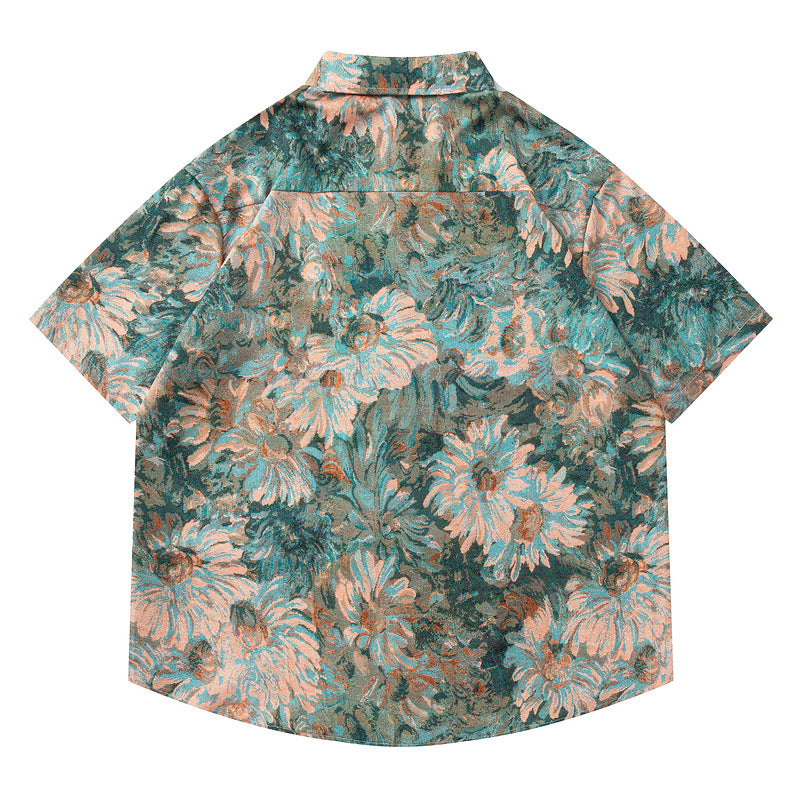 Print Shirt Men Retro Vintage Loose Casual Couple Shirt