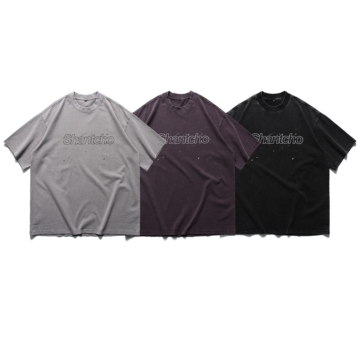 Washed and painted short sleeved T-shirt for men with half sleeves