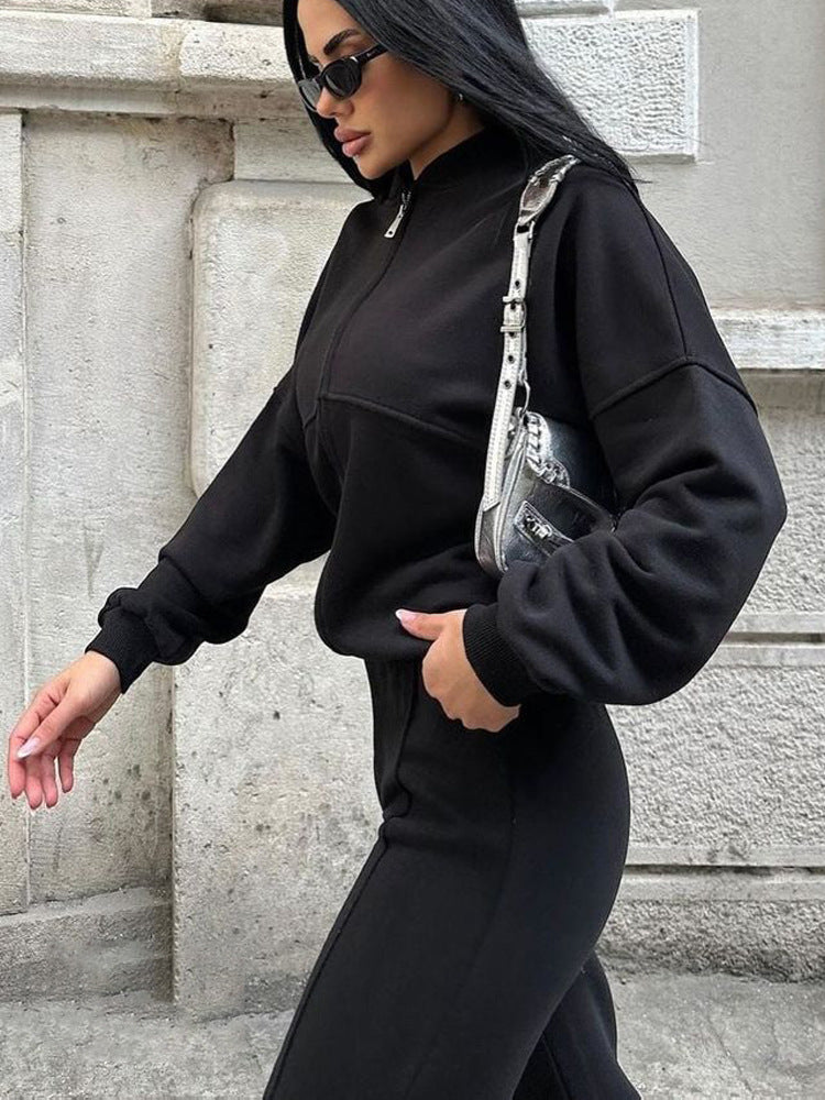 Casual Two-Piece Set Women's Autumn/Winter Cardigan Sporty Streetwear Long Sleeve Jacket and Pants Outfit