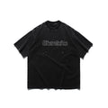 Washed and painted short sleeved T-shirt for men with half sleeves
