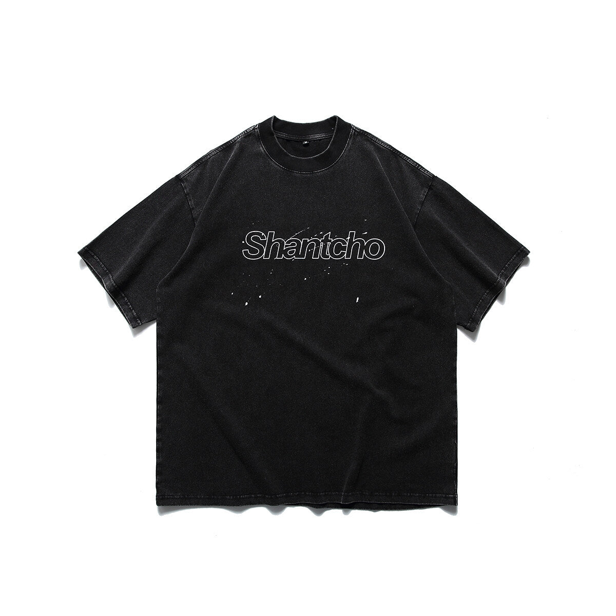 Washed and painted short sleeved T-shirt for men with half sleeves