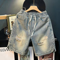 Casual Vintage Ripped Denim Shorts for Men