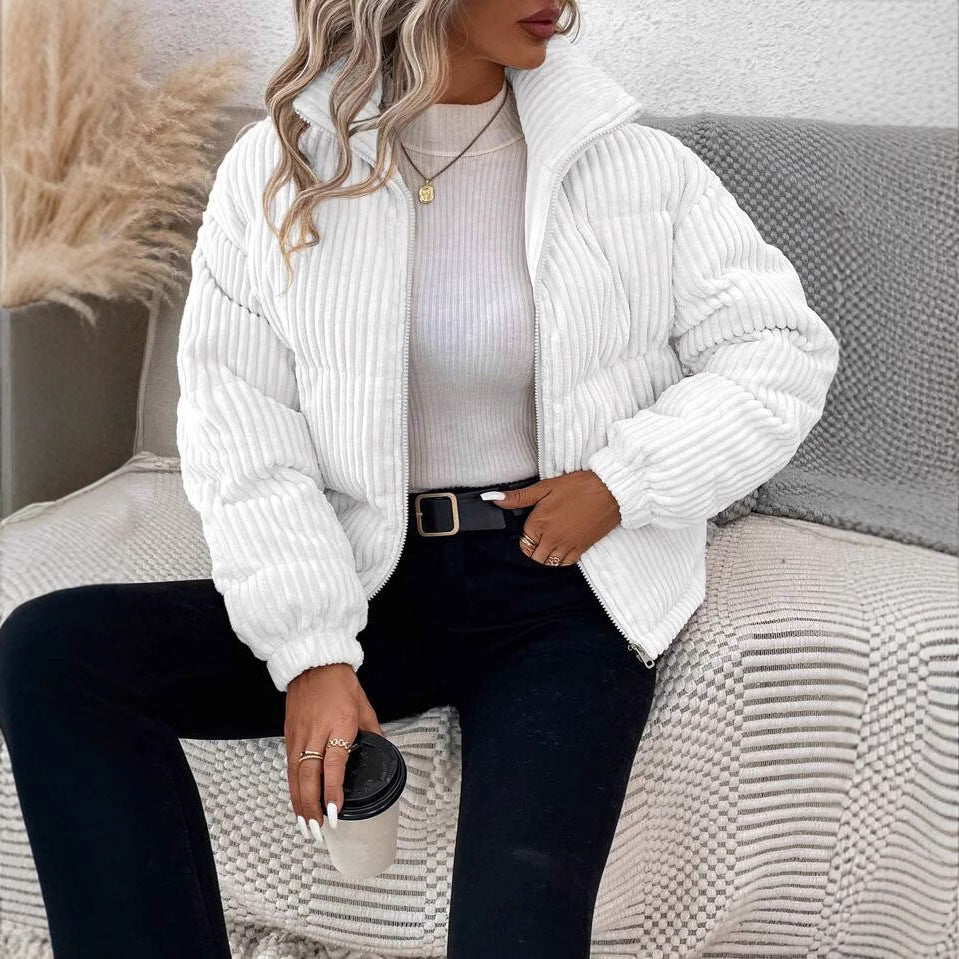 Women's Thickened Plus Size Short Corduroy Cotton Coat Jacket