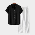 European And American Men's Stand Collar Fashion Casual All-match Slim Fit Cotton And Linen Suit