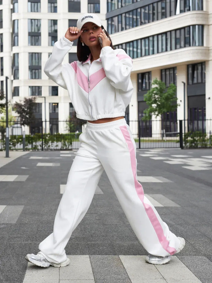 European And American-style Casual Women's Color-block Set