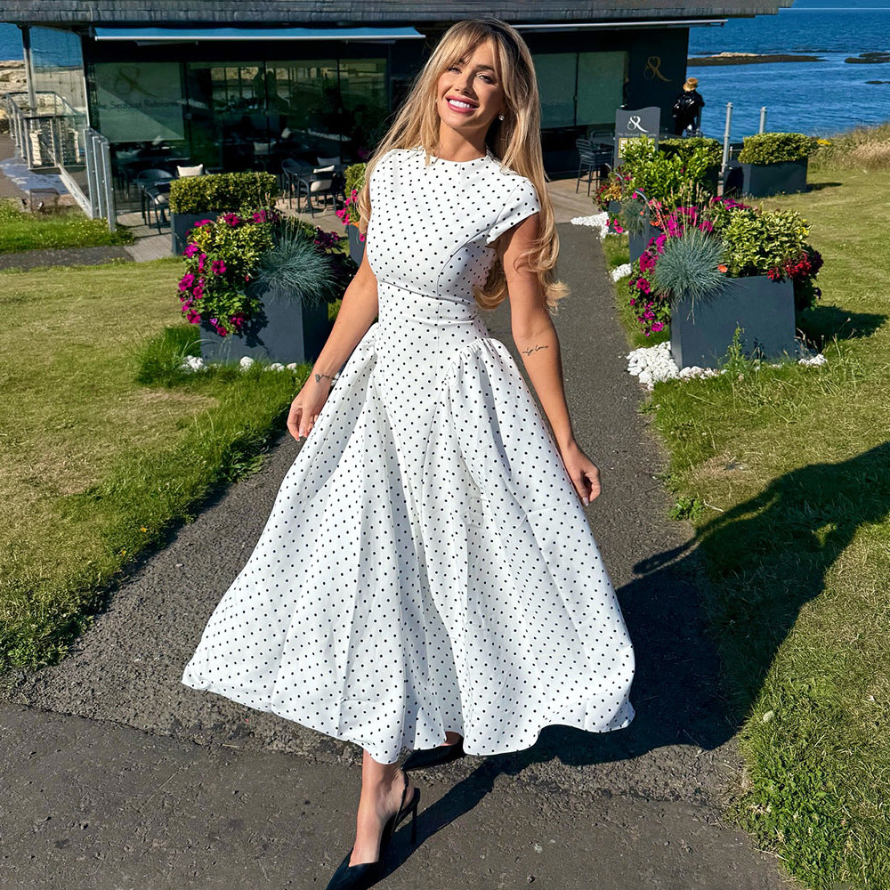 Retro Printed Sleeveless Crew Neck Hugging High Waisted Maxi Dress
