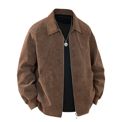 Trendy Lapel Collar Workwear Casual Suede Jacket