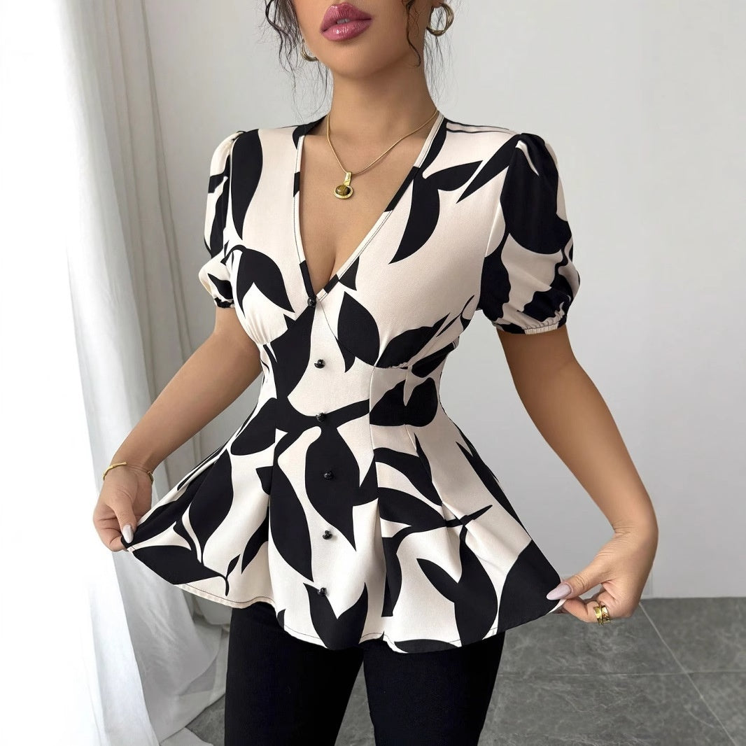 New Summer Womens Printed Shirts From Europe And America