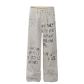 American Retro Distressed Slogan Letter Printed Jeans